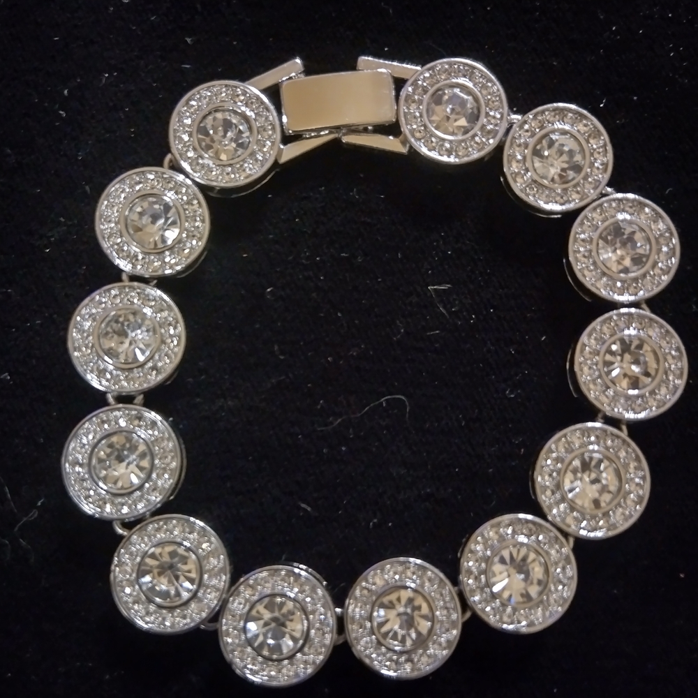 Bullet Bracelet Silvertone Crystal Bracelet
